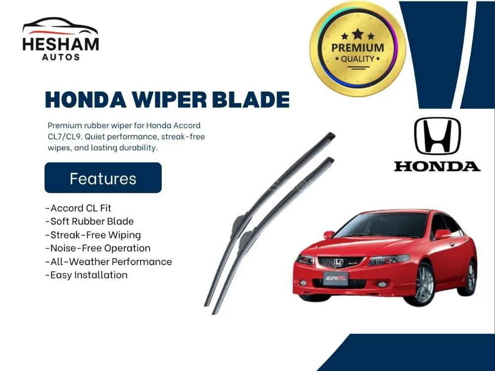 Soft Rubber Wiper Blade for Honda Accord CL7 / CL9 | Quiet, Streak-Free & Durable Image-1