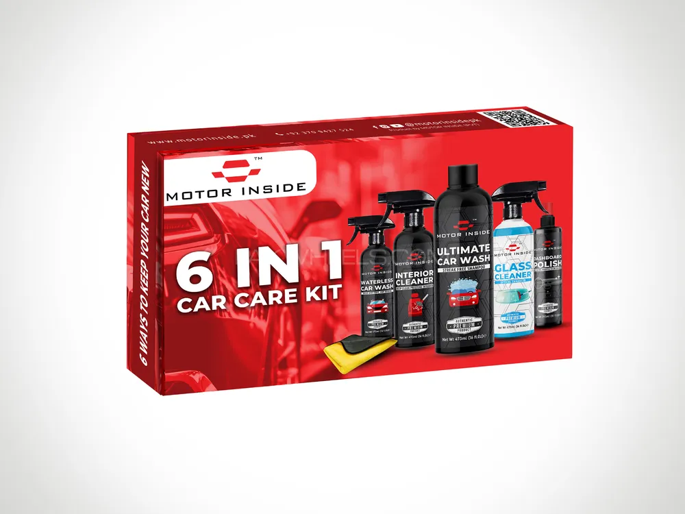 Car Care Kit 6 in 1 (IC-UCW-GC-WCW-DP-Microfiber Towel 600 GSM) Image-1