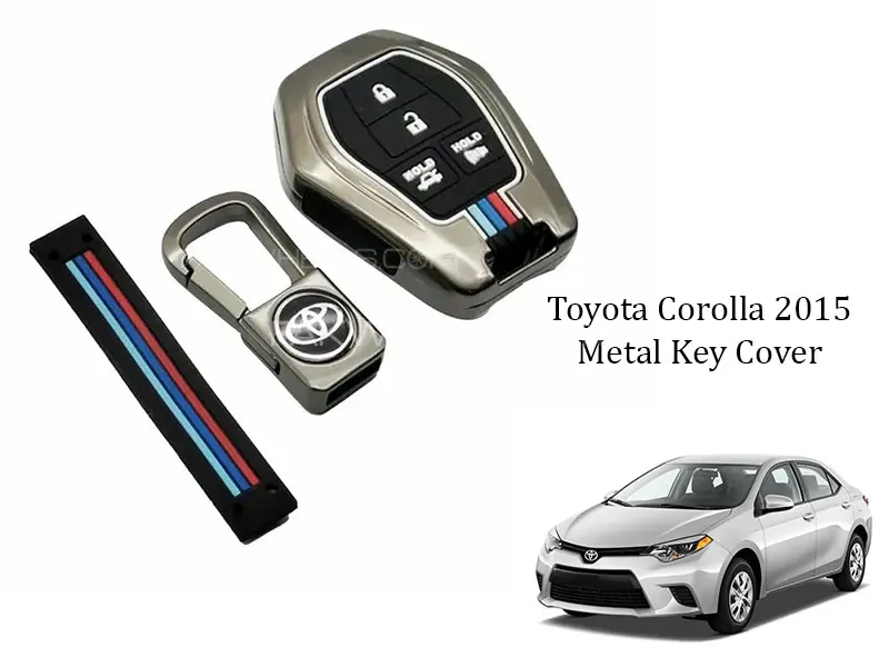 Toyota Corolla 2015 Premium Metal Car Key Cover Luxury Zinc Alloy Car Key Case Image-1