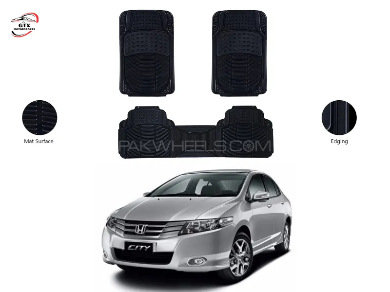 3PCS PVC Rubber Car Floor Mat Set – For Honda City 2009-2021 Image-1