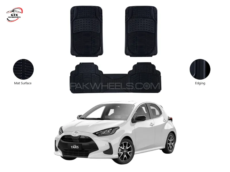 3PCS PVC Rubber Car Floor Mat Set – For Toyota Yaris Hatchback  Image-1