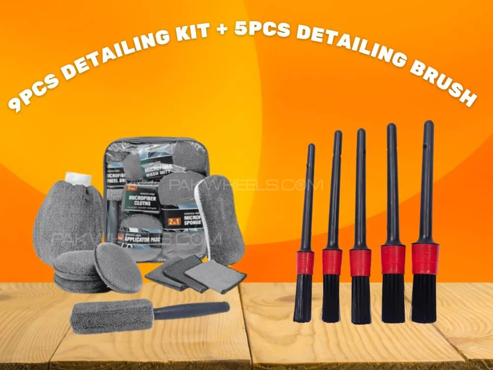 Complete Car Detailing Kit – 9PCS Microfiber Towels & 5PCS Premium Cleaning Brushes Set Image-1