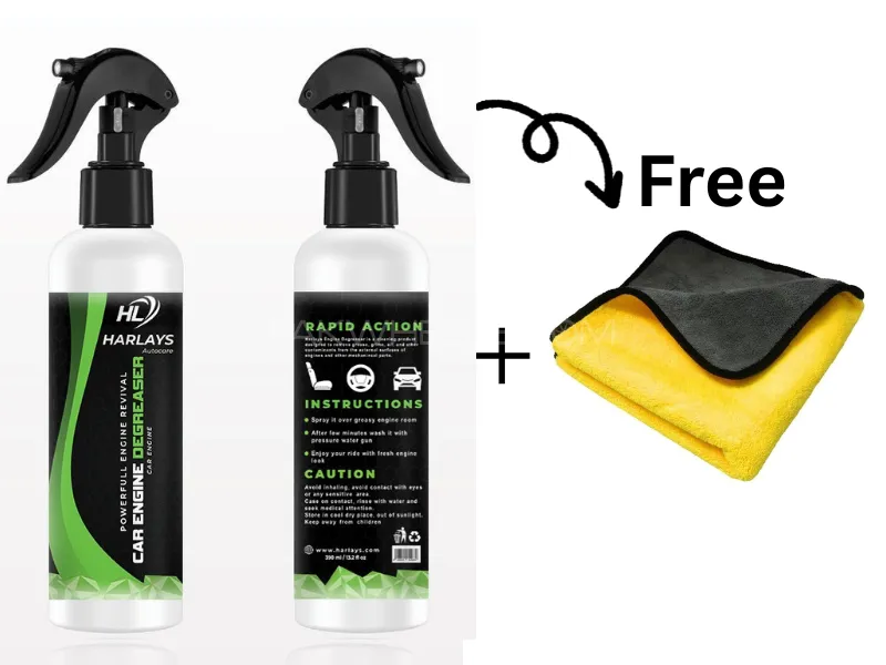 Harlays Car Engine Degreaser - Car Interior & Exterior Cleaner | 400ml Free Microfiber| Pack of 1 Image-1