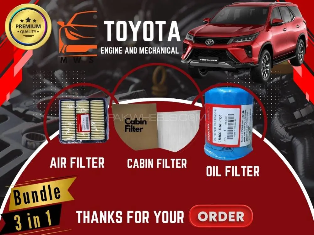 Toyota Fortuner 2013-2016 | Maintenance Filter Pack – 3-in-1 | Air, Cabin & Oil Filters Image-1