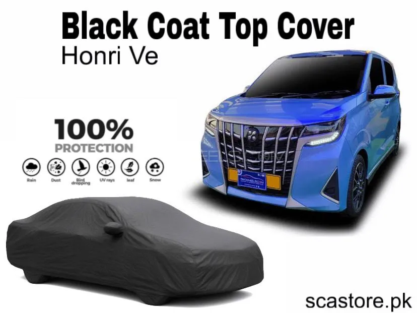 Honri VeBlack Car Top Cover For Full Body Protection" Image-1