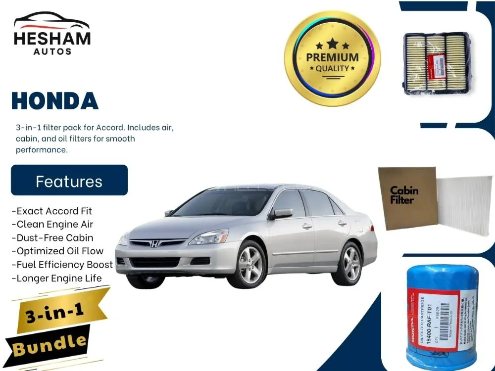 Honda Accord 2002–2007 | Maintenance Filter Pack – 3-in-1 | Cabin, Air & Oil Filters Image-1