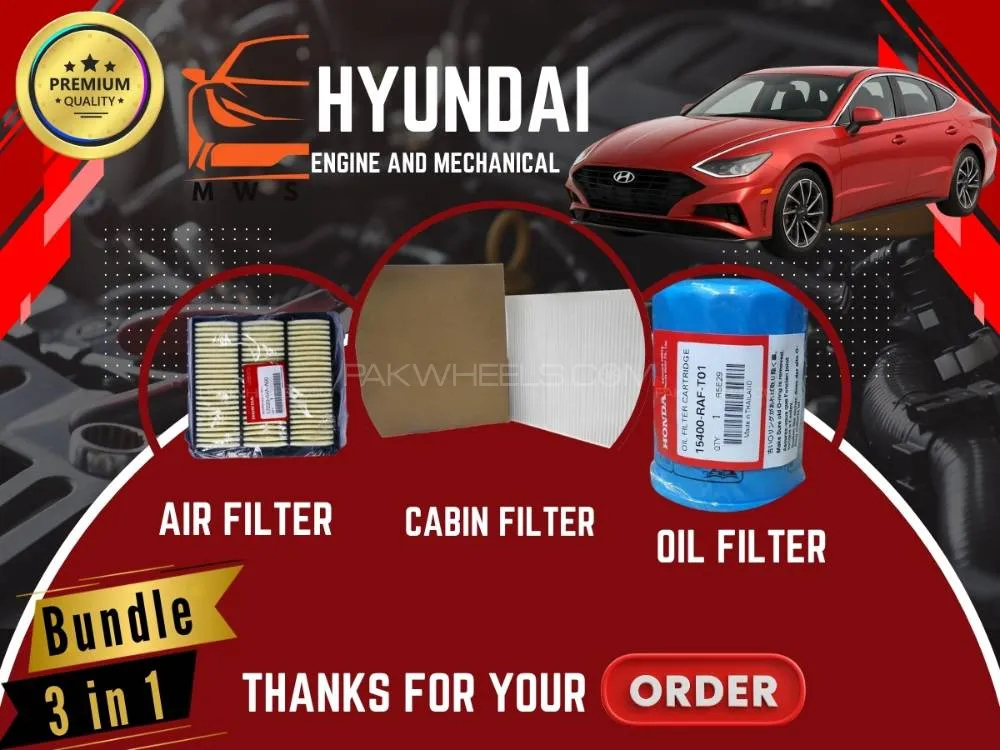 Hyundai Sonata 2021-2025 | 3-in-1 Maintenance Filter Pack | Cabin, Air & Oil Filters Image-1