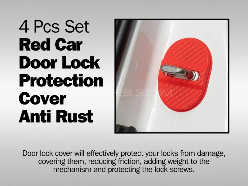4 Pcs Set Red Car Door Lock Protection Cover Anti Rust (Red) Image-1