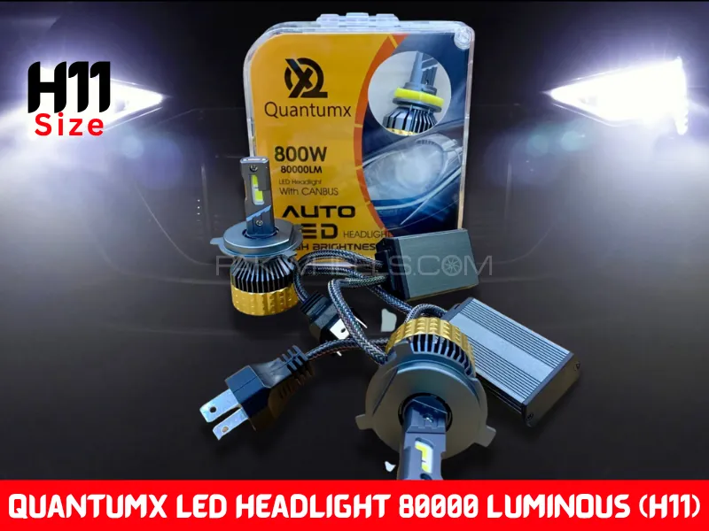 2 Pcs Quantumx LED Headlight 80000 Luminous 6000K H11 Head lamp 800W Image-1