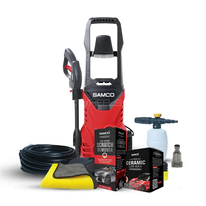 Samco High Pressure Washer 1600 Watts (130 Bar) with Ceramic Car Wax + Scratch Remover + Free Towel Image-1