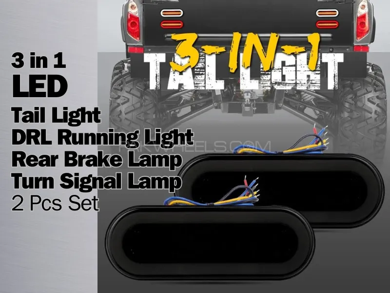3in1 | LED Tail Light | DRL Running Light | Rear Brake Lamp | Turn Signal Lamp | 2 Pcs Image-1