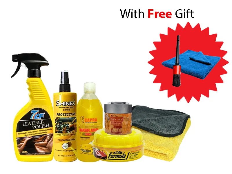 Car Care Kit High Quality Kit With Leather Polish Dashbourd Polish Car Shampoo Car Wax Towel Image-1