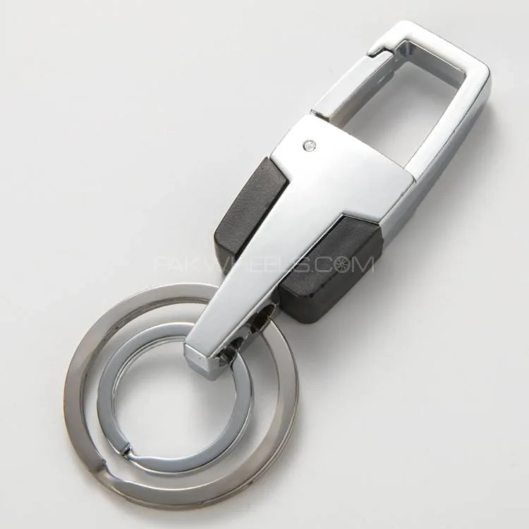 Double Ring Pendant Metal Key Chain Image-1