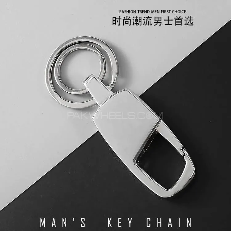 Metal Buckle Double Ring Key Chain Image-1