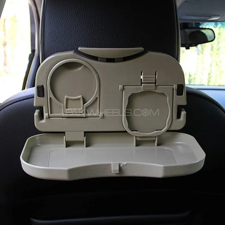 1 PC Folding Car Back Seat Table Stand Gray Image-1