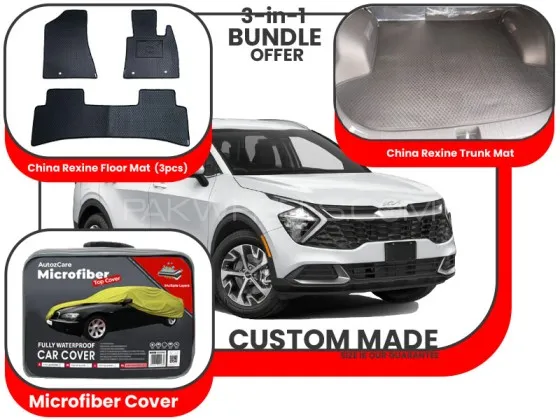 Kia Sportage 2025|Premium Bundle– 3-in-1|China Rexine floor mats ,Trunk Mat and Microfiber Cover Image-1