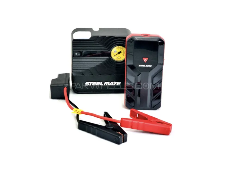 STEELMATE Car Power Bank Jump Starter 12000mAh – Portable Air Compressor 90PSI – Complete Rescue Kit Image-1