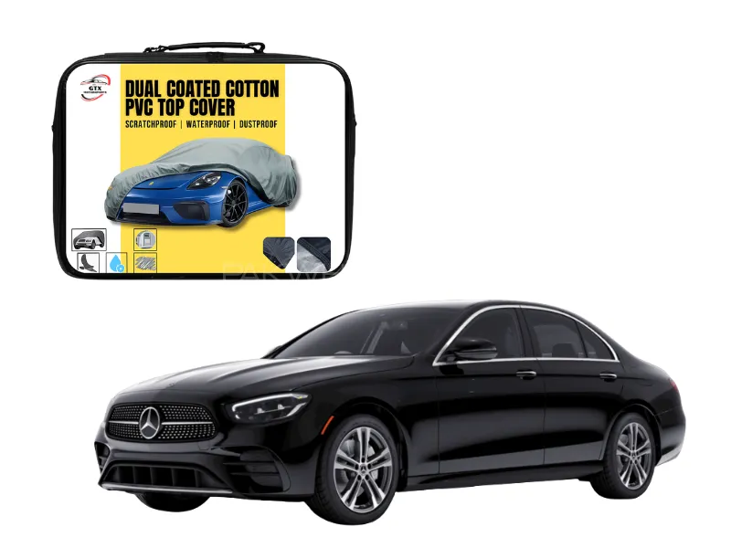 Dual Coated Cotton PVC Car Top Cover for Mercedes Benz E-Class E200 AMG | Waterproof, Dustproof  Image-1