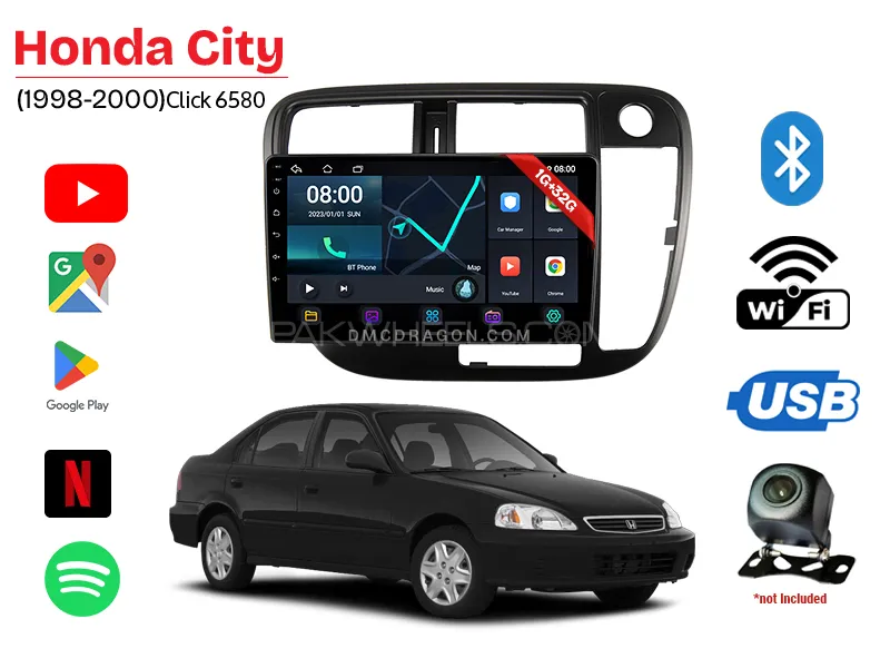 Honda Civic 1998-2000 Click 6580 1GB+32GB  Android Panel Car Radio Stereo 9in Screen Image-1