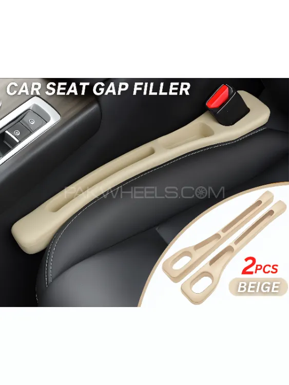 2PCS Car Seat Gap Filler -Anti-Drop Strip For Cars & SUVs - Car space filler - Mobile Holder- BEIGE Image-1