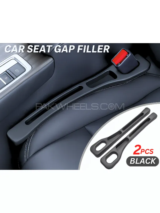 2PCS Car Seat Gap Filler -Anti-Drop Strip For Cars & SUVs - Car space filler - Mobile Holder-  BLACK Image-1