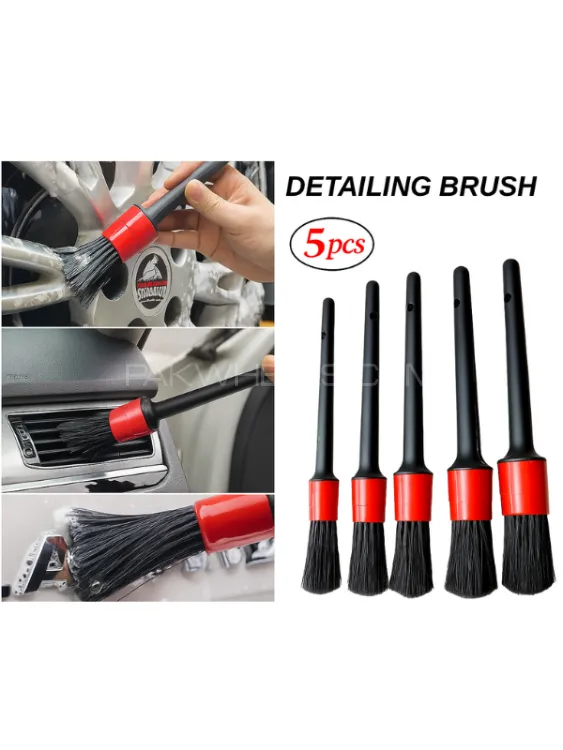 5Pcs Car Detailing Brush Set Wheel & Rim Cleaning - Interior & Exterior Premium Detailing Brush Set. Image-1