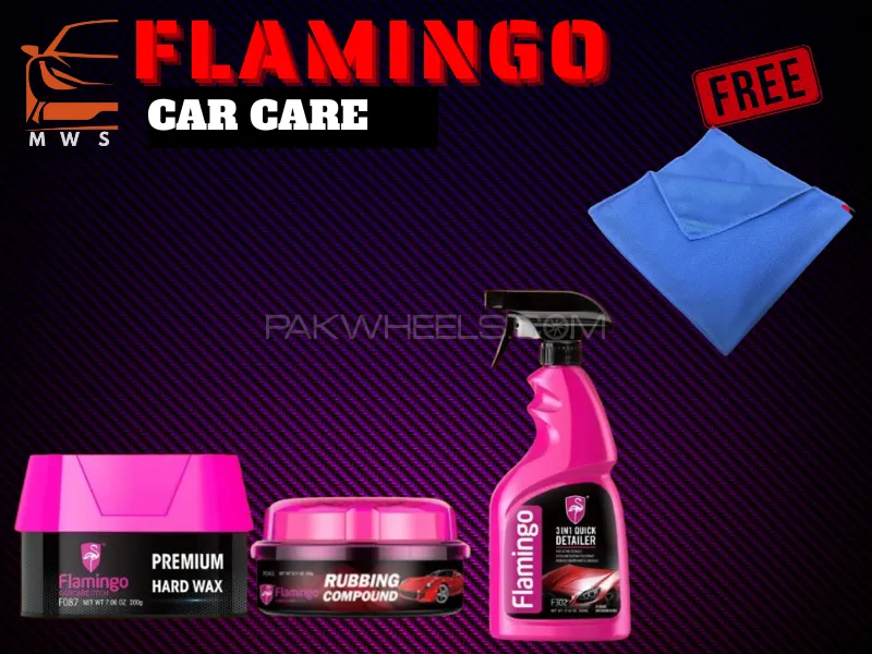 Flamingo Premium Car Care Kit – Pack of 4 Wax, Compound, Polish & Detailer + Free Cloth Image-1