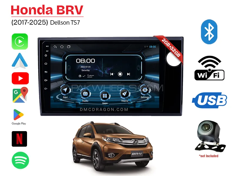 Honda BR-V 2017-2025 Dellson TS7 2GB+32GB Android Panel Car Radio Stereo 9in Screen  Image-1