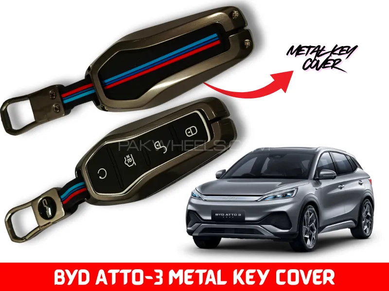 Luxury Metal key cover for BYD Atto-3 | Zinc Alloy Metal Key Fob Cover for BYD Atto-3 Image-1