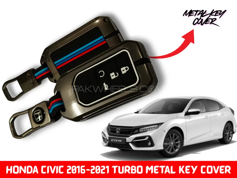 Luxury Metal key cover for Honda Civic X Turbo 2016-2021  | Zinc Alloy Metal Key Fob Cover Image-1