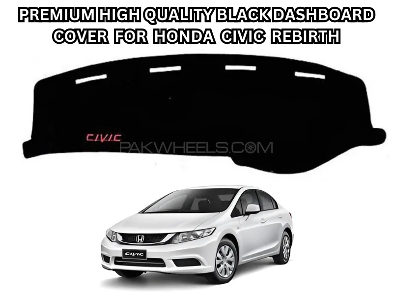 Premium Black Dashboard Cover with Logo – Fits Honda Civic Rebirth Image-1