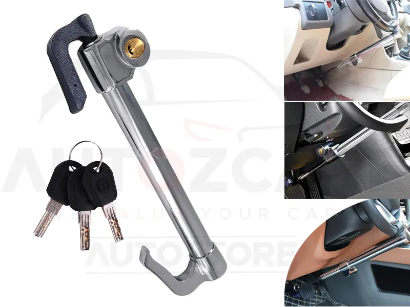 Retractable Steering Wheel Lock & Adjustable Brake Lock Bar | Universal Anti-Theft Device for Cars Image-1