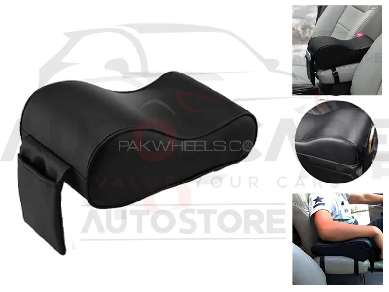 Universal Armrest Pad With Mobile Holder - Black Image-1