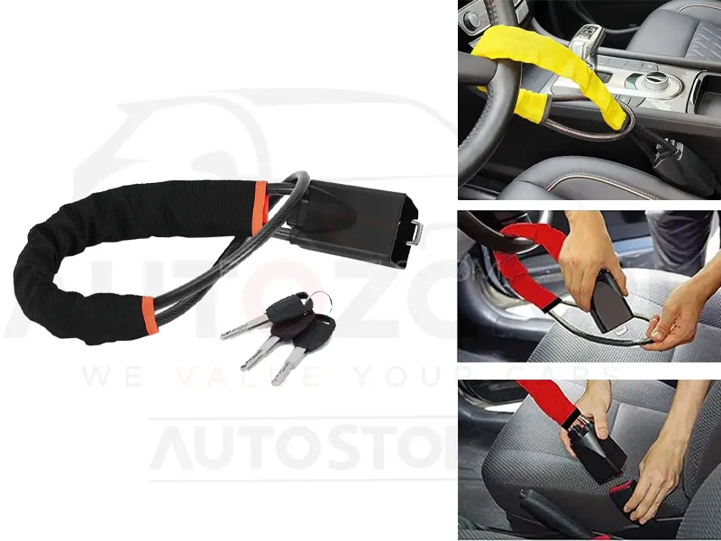 Universal Car Seat Belt Steering Wheel Anti-Theft Locking Device Image-1