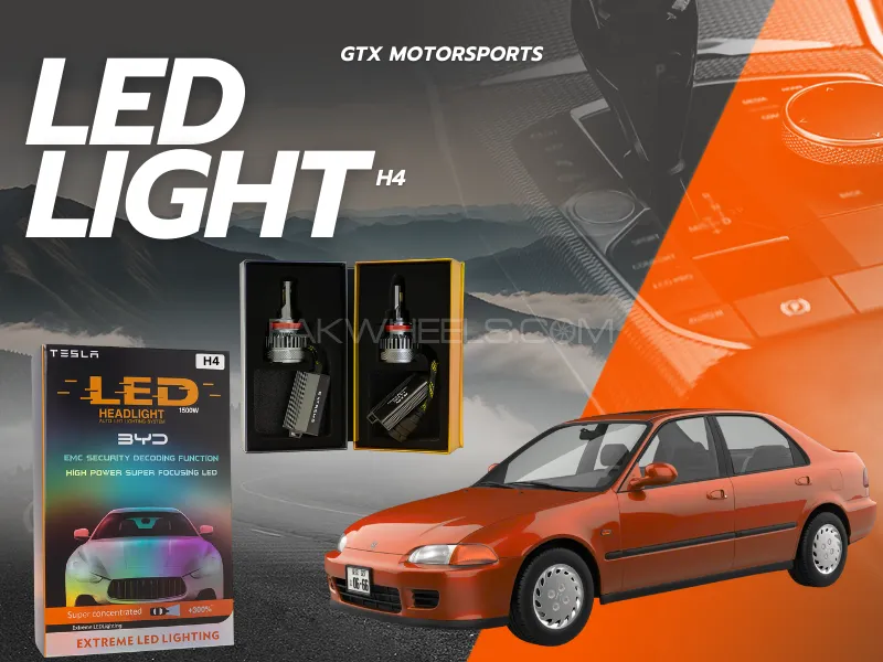 BYD H4 Tesla LED Headlight Bulbs 1500W – Compatible with Honda Civic EG 1984–1991 Image-1