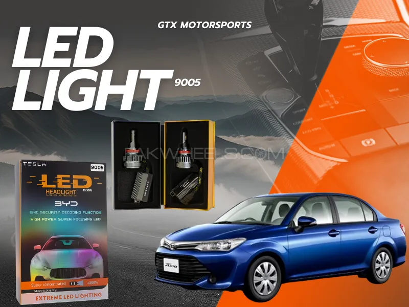 BYD 9005 Tesla LED Headlight Bulbs 1500W – Compatible with Toyota Axio 2013–2021 (High Beam) Image-1