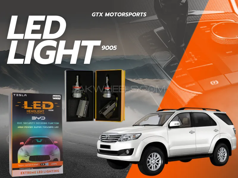 BYD 9005 Tesla LED Headlight Bulbs 1500W – Compatible with Toyota Fortuner 2005–2016 (High Beam) Image-1