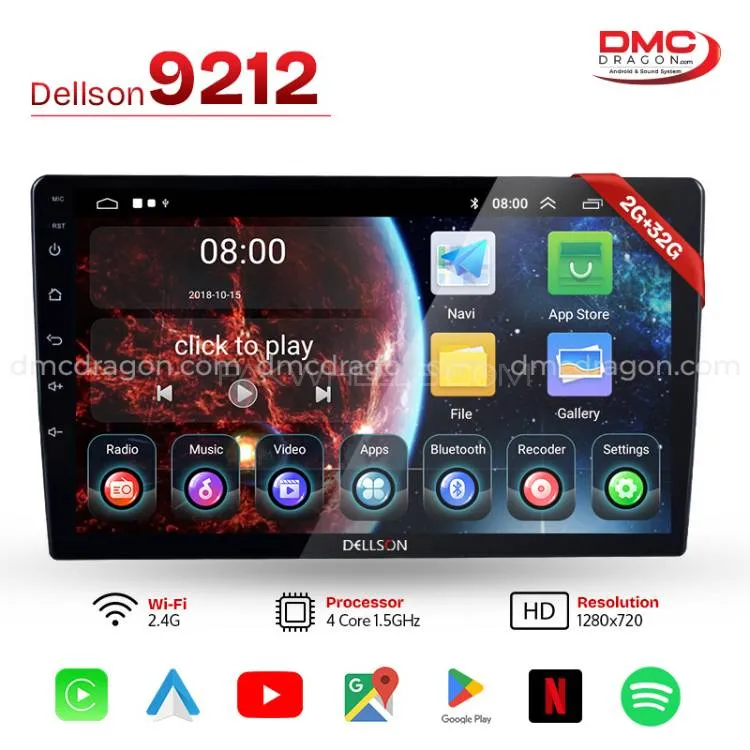 Dellson 9212 Android Car Stereo 10-in Screen | 2GB + 32GB | Apple CarPlay & Android Auto Image-1
