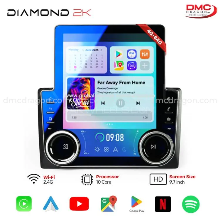 Diamond V97 Dual Knobs Android CarPlay Stereo – 9.7" OLED Screen | 4GB+64GB Apple CarPlay (Original) Image-1