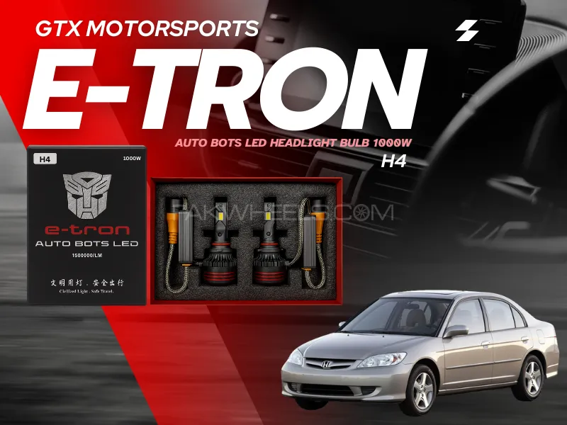 E-Tron Auto Bots LED Headlight Bulb 1000W – H4 Fitting for Honda Civic 2001-2005 Image-1