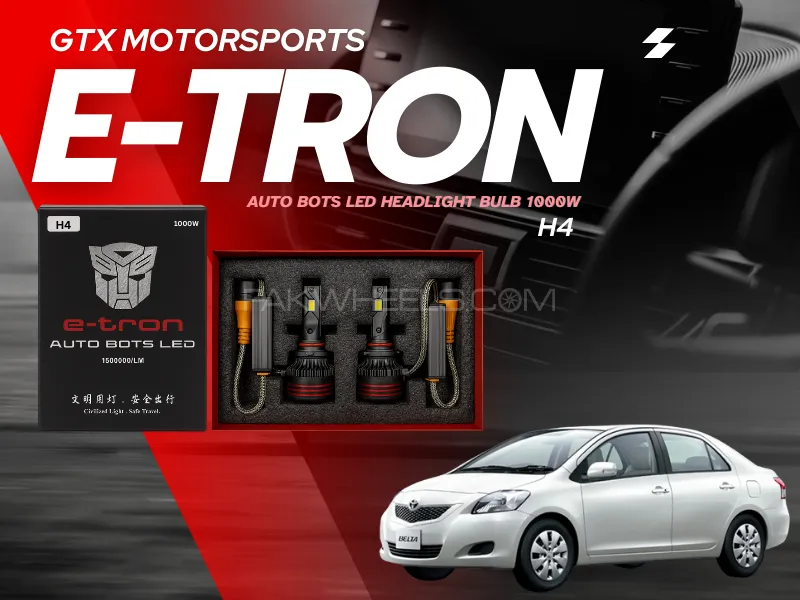 E-Tron Auto Bots LED Headlight Bulb 1000W – H4 Fitting for Toyota Belta 2006-2012 Image-1