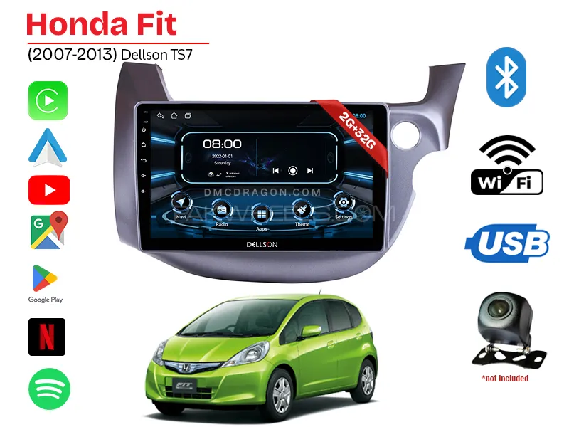 Honda Fit 2007-2015 Dellson TS7 2GB+32GB Android Panel Car Radio Stereo 10in Screen Image-1