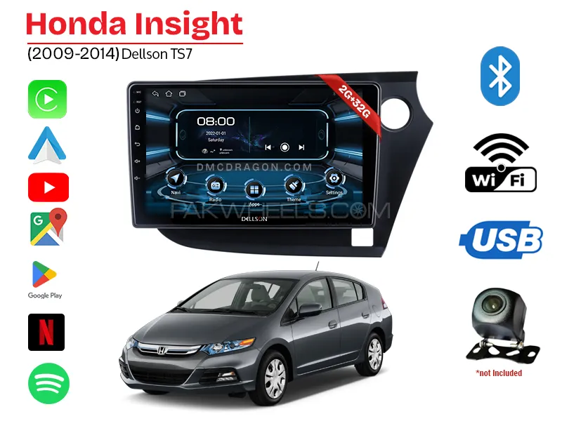 Honda Insight 2009-2014 Dellson TS7 2GB+32GB Android Panel Car Radio Stereo 9in Screen Image-1