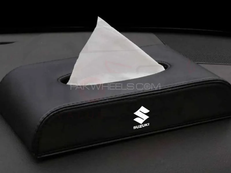 Car Leather Tissue Storage Box Case Auto Paper For Suzuki (Black) Image-1