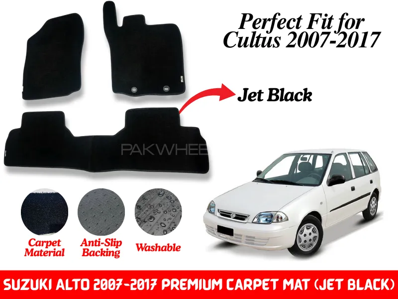Premium Quality Suzuki Cultus 2007-2017 Fitting Carpet Floor Mats (Jet Black) | Perfect Fit Mats Image-1