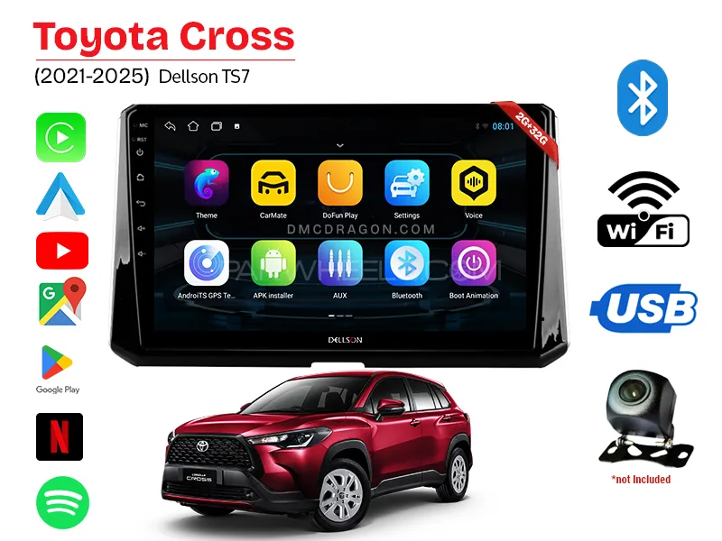 Toyota Cross 2021-2025 Dellson TS7 2GB+32GB Android Panel Car Radio Stereo 10in Screen Image-1