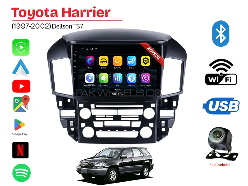Toyotal Harrier 1997-2002 Dellson TS7 2GB+32GB Android Panel Car Radio Stereo 9in Screen Image-1