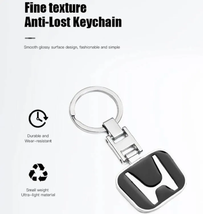 1Pc Car Keychain Metal Key Rings For Honda Image-1