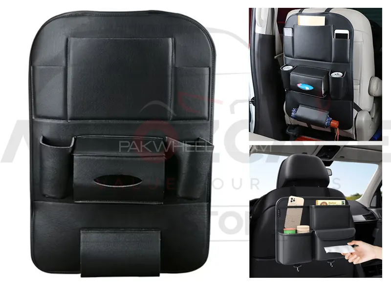  Car Back Seat Organizer Universal - Black Image-1