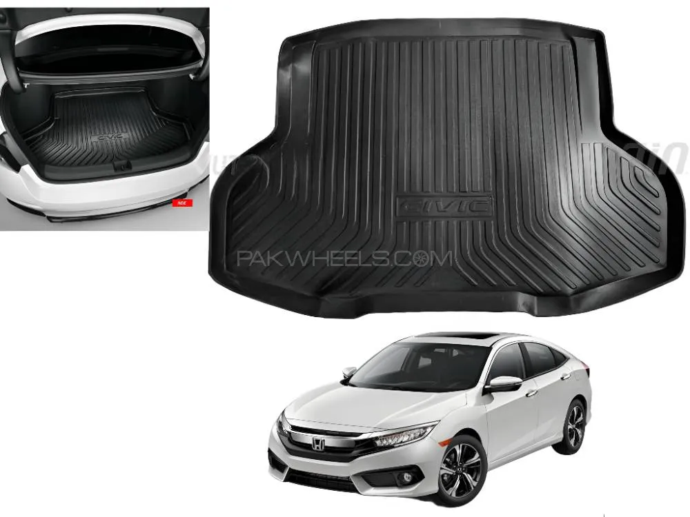 Honda Civic 2016-2021 5D Trunk Mat - Trunk Mat PVC - Cargo Mat Floor Tray For Civic. Image-1